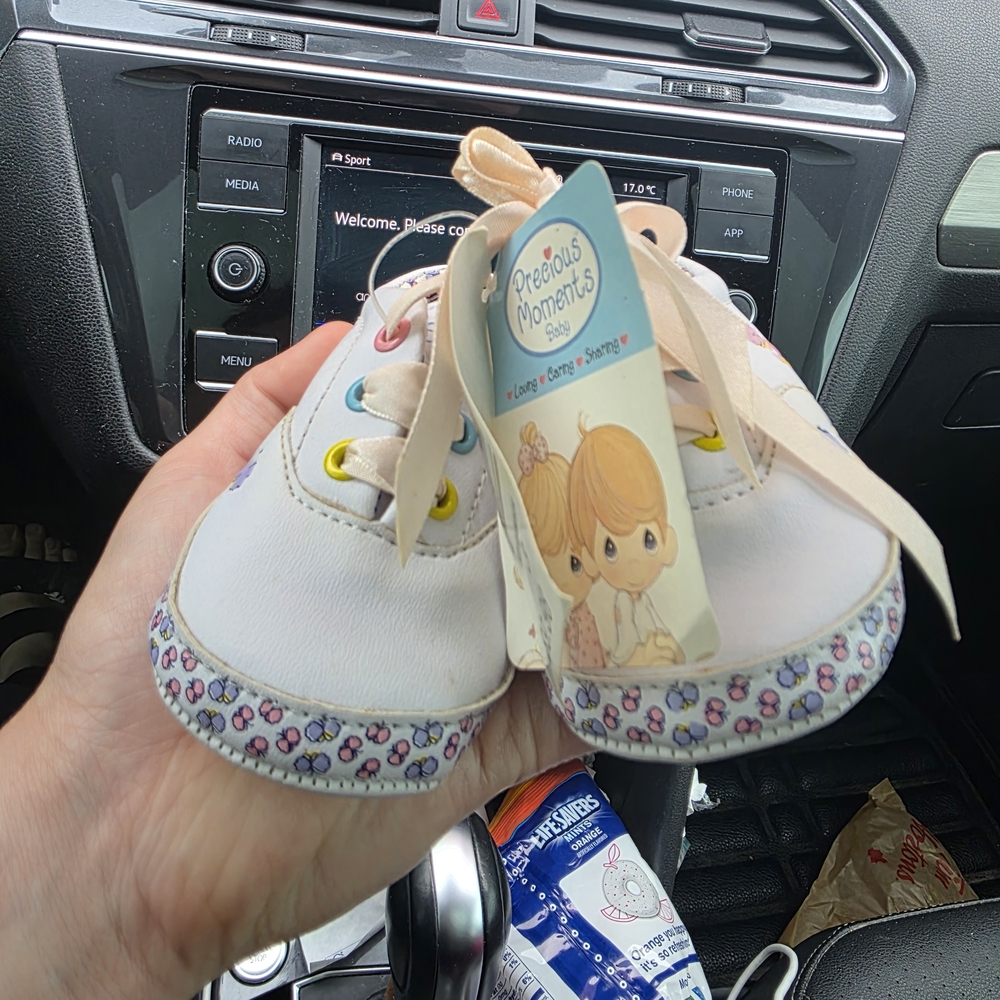 Vintage Precious Moments Floral Baby Walker Shoes
